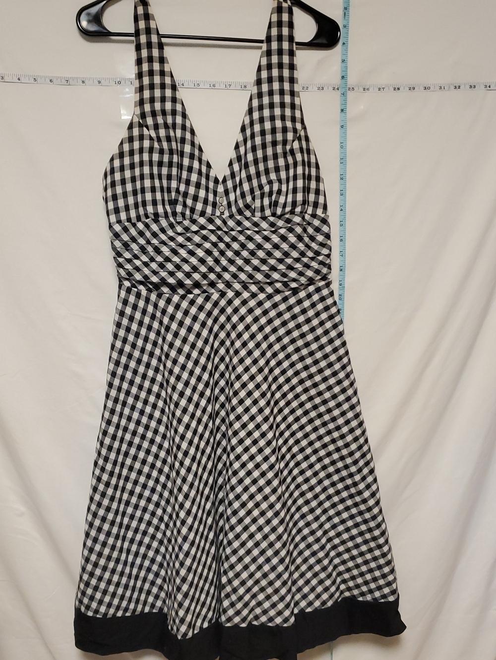 ROBBIE BEE Women's Black & White Check Dress 10 Flare Skirt Rockabilly Pinup